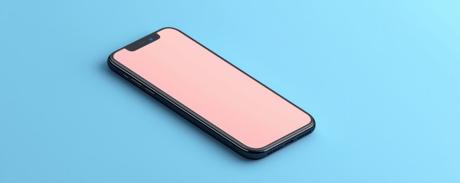 Isometric mockup of an iPhone X on a vibrant blue background showcasing modern smartphone design