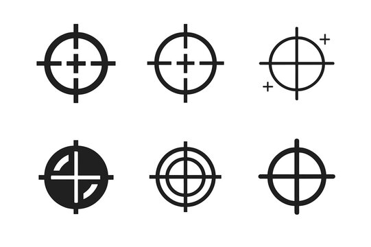 Screen Printing Logos. Screen printing. Set Logo of Screen printing: registration marks crosshair. Icon set. harmonious logo variations of the same emblematic