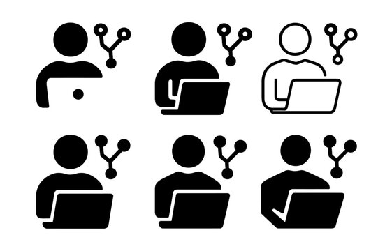 IT Logo Variations. IT professionals and programmers coding. Icon set. Set Logo of IT professionals and programmers coding: Git branching tree. harmonious logo