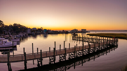 Southport bay North Carolina early morning sunrise