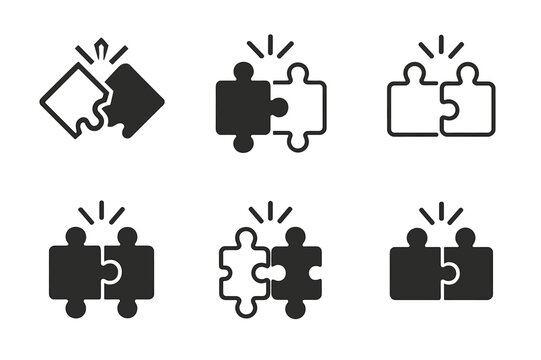 Family Puzzle Logos. A family putting together a puzzle on a cozy afternoon. Set Logo of a family putting together a puzzle on a cozy afternoon: two pieces