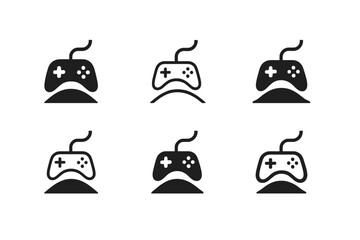 Fototapeta premium Game Logo Variations. Game storylines. Set Logo of game storylines: controller cable forming narrative arc. Icon set. harmonious logo variations of the same