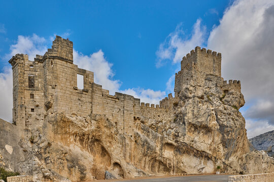 Teba castle ruins showing ancient medieval stone fortress