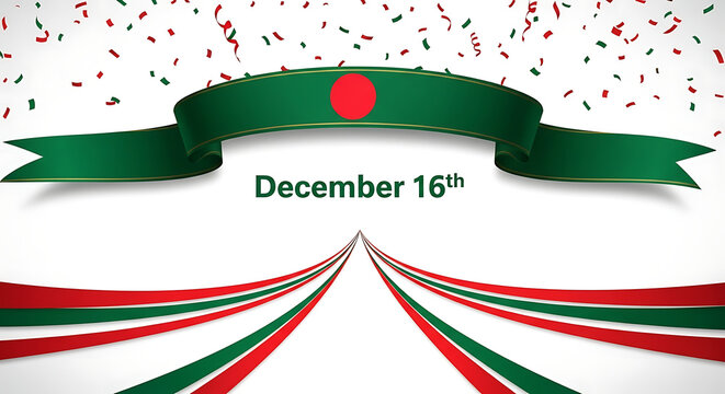 Victory day bangladesh december 16th celebration with confetti and ribbons