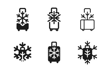 Holiday Logo Variations. Holiday travel and vacation. Set Logo of Holiday travel and vacation: winter holiday snowflake with luggage. Icon set. harmonious logo