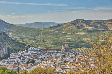 Zuheros white village and historic castle in andalusia
