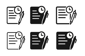 Productivity Planning Logos. Planning a productive day with specific time slots for tasks. Set Logo of Planning a productive day with specific time slots for