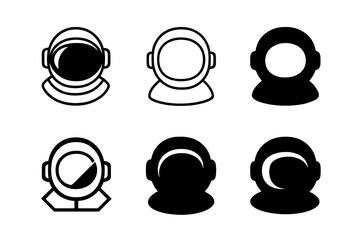 Space Helmet Logos. Space Exploration. Set Logo of Space Exploration: astronaut helmet. Icon set. harmonious logo variations of the same emblematic concept,