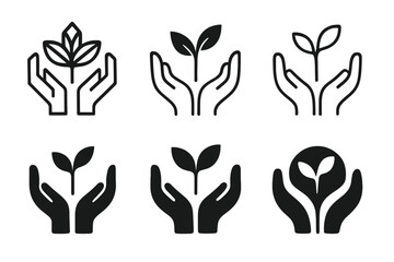 Obraz premium Hands Holding Sapling. Nurturing relationships and emotional connections. Set Logo of nurturing relationships and emotional connections: hands holding sapling.