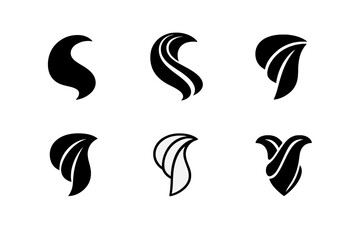 Fototapeta premium Harmonious Runway Logos. Runway shows. Set Logo of Runway shows: draped fabric swirl. Icon set. harmonious logo variations of the same emblematic concept, each
