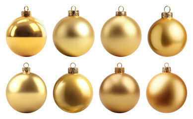 PNG Golden Christmas ornament collection, element set on transparent background
