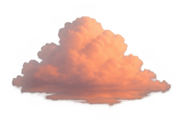 Cumulus cloud capturing soft sunset light, illustrating atmospheric beauty and tranquil sky, transparent background