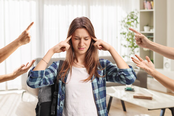 Female student at home being scolded