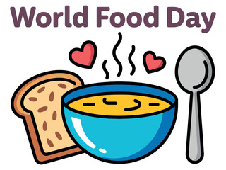 World Food Day is celebrated with a warm bowl of soup, bread, and a spoon.
