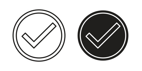 Check icon with line and silhouette versions.