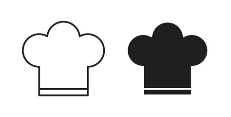 Chef hat icon with line and silhouette versions.