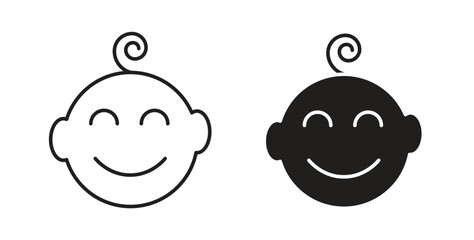 Child head icon with line and silhouette versions.