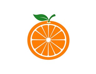 A vibrant, sliced citrus fruit illustration, accompanied by a green leaf
