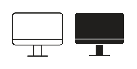 Computer screen icon with line and silhouette versions.