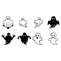Fototapeta premium Spooky Halloween Ghosts Collection - Vector Illustrations for Festive Designs.