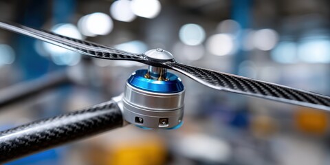 drone maintenance, professional workshop showcases specialized tools for precision maintenance of police drone propellers under precision lighting