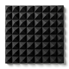 Obraz premium Realistic black acoustic foam panel with pyramid texture, sound absorption