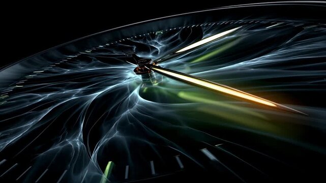 Abstract concept of time with glowing clock face