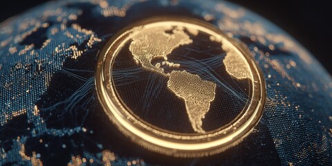 Digital globe with glowing continents and vibrant connections showcases global networking and communication technology