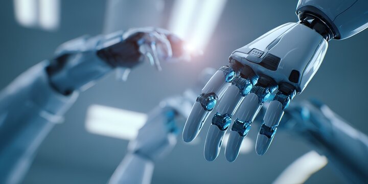 Robotic hands demonstrating precision technology in a modern laboratory setting