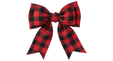 Rustic Red and Black Buffalo Plaid Decorative Bow for Holiday Crafts and Gifts