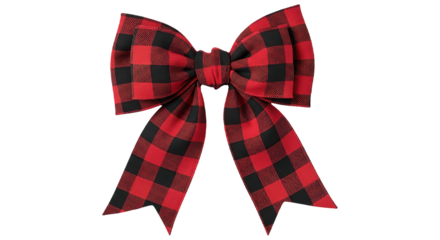 Rustic Red and Black Buffalo Plaid Decorative Bow for Holiday Crafts and Gifts
