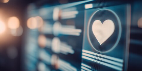 Heart icon lights up on social media platform as users engage with content