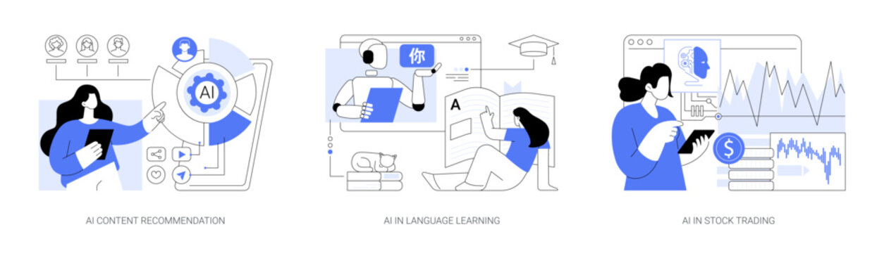 AI Personalizing Experiences abstract concept vector illustrations.