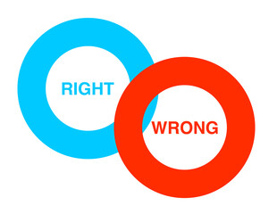 Right and Wrong Concept &ndash; Blue and Red Circle Overlap Infographi