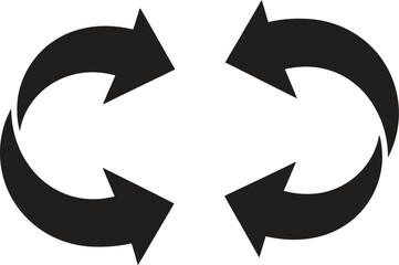Two sets of opposing black arrows forming a circular or cyclical motion on a white background