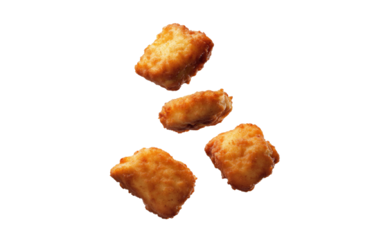 Golden Fried Fish Nuggets Isolated Food Illustration on Transparent Background