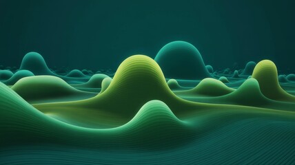 Abstract green landscape with smooth hills organic shapes in a flowing pattern perfect for backgrounds and textures