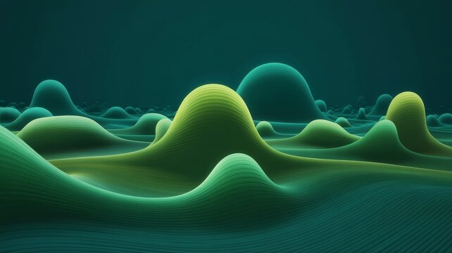 Abstract green landscape with smooth hills organic shapes in a flowing pattern perfect for backgrounds and textures