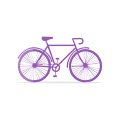 Modern Purple Bicycle Silhouette Isolated on White for Clean Design and Eco-Friendly Transportation Themes