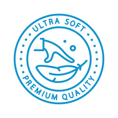 ultra soft icon, feather stamp, lightweight or sensitive, thin line blue vector illustration