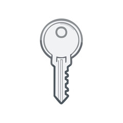Simple gray key illustration representing access security and a solution for unlocking doors