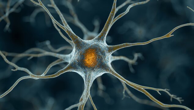 Abstract Neural Network. A Web of Interconnected Filaments Radiating From a Central Core.