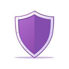 Purple shield graphic illustration representing security, protection, and defense, isolated