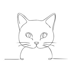 Fototapeta premium Minimalist Line Drawing of a Cat Face Peeking Out