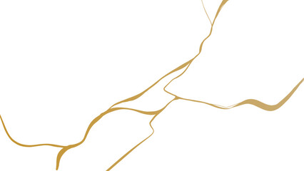 Gold luxury kintsugi crack poster. Japanese art of repairing broken pottery. Vector illustration horizontal backdrop poster background with intertwine graceful veins. gold broken seams