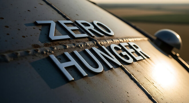Zero Hunger campaign message on weathered surface