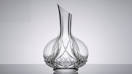 Elegant Glass Vessel Intricate Facets Reflecting Light, Creating a Decorative Design.