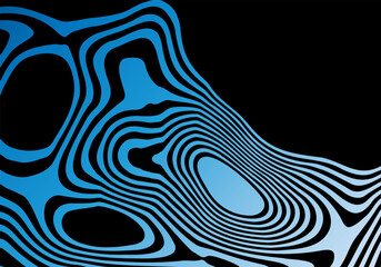 Hypnotic Blue Gradient of Contour Lines on a Deep Black Background Futuristic, Dynamic, Abstract Optical Illusion. Eps 10