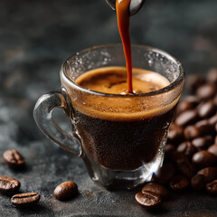 Fresh Espresso Pouring into Glass
