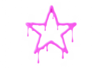 Pink paint oozing down, forming the outline of a star. Thick and slimy texture. Vibrant hue with a shiny finish